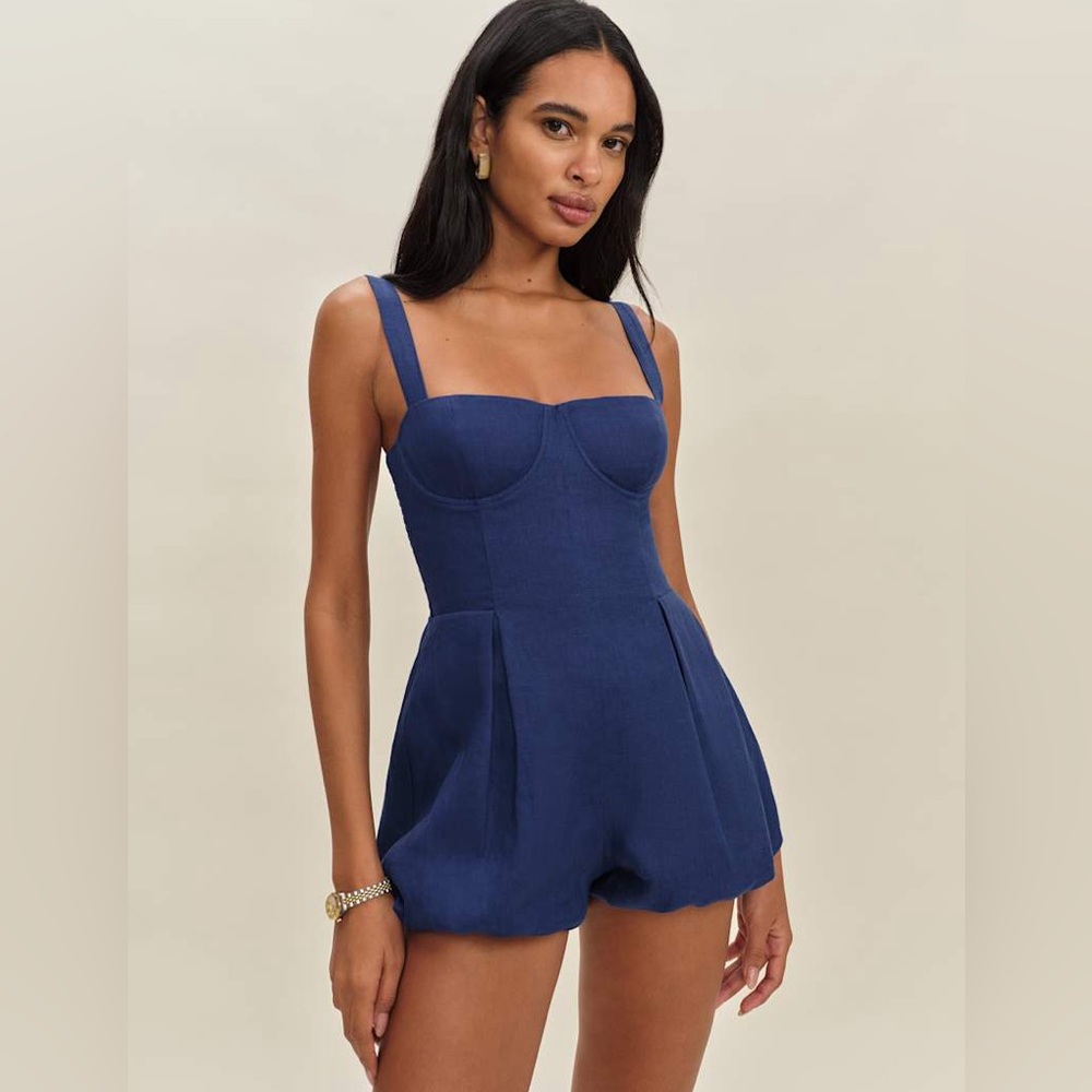 Reformation Lydia Linen Romper